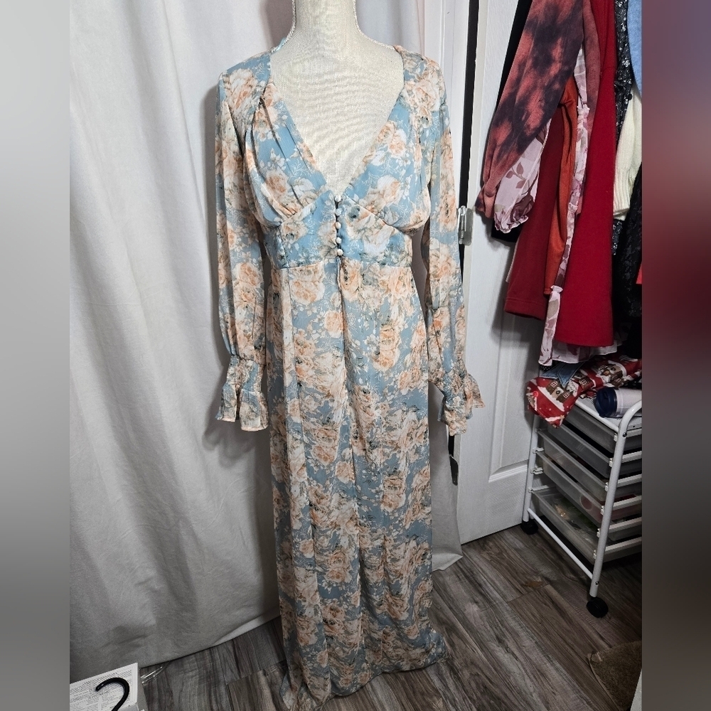 Alya Long Sleeve Button Up Kimono Top Sz XL Floral Print